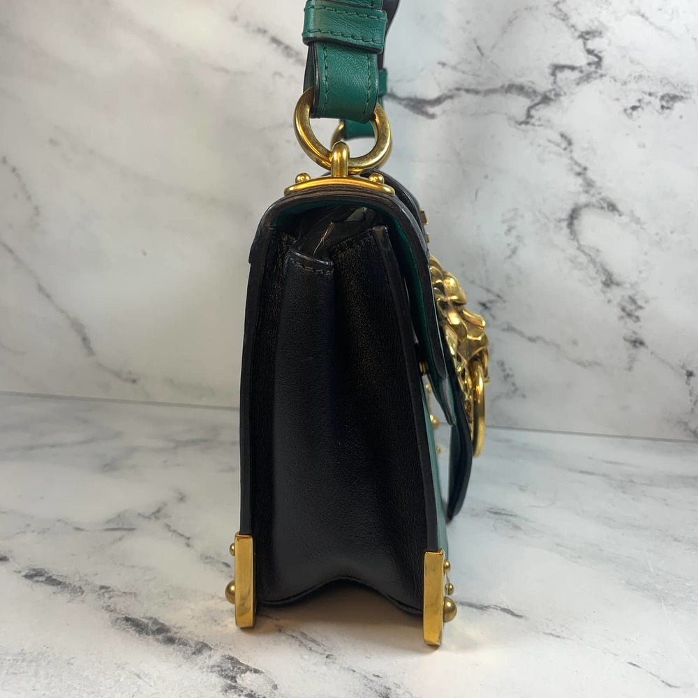 ❌❌ PRADA Lions Head Bag Antic Soft Saffiano Cahier Shoulder/Crossbody Green - Picture 5 of 16